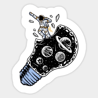 astronaut flying out bulb Sticker